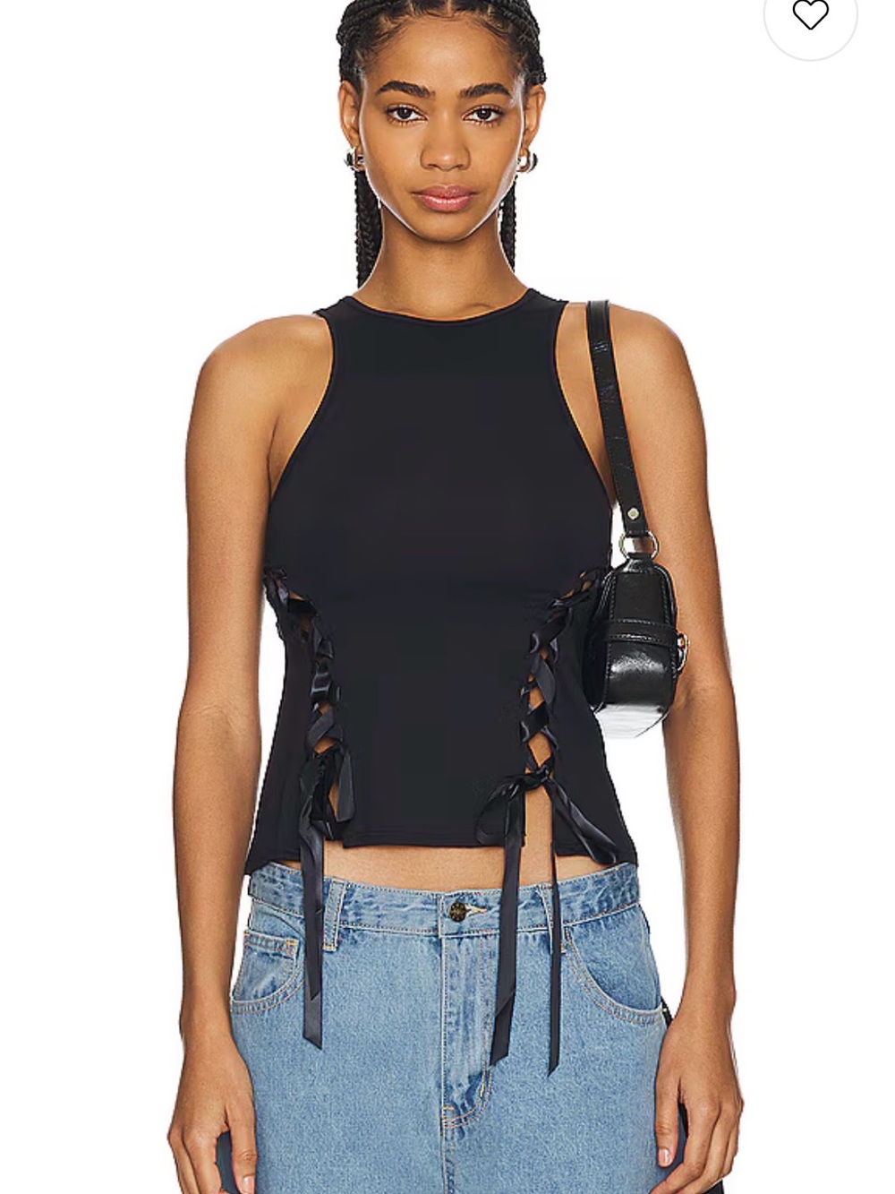 Lioness Black Lace-Up Side Crop Tank